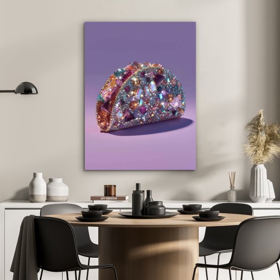 Aluminium schilderij 60x80 cm - Wanddecoratie metaal - Edelstenen - Glitters - Paars - Kleurrijk - Metalen muurdecoratie woonkamer - Decoratie industrieel - Foto op dibond - Industriële accessoires slaapkamer