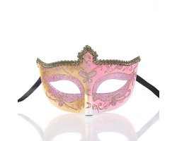 Gemaskerd bal kant masker taart helft gezicht dames dragen masker, 1 stuk, roze