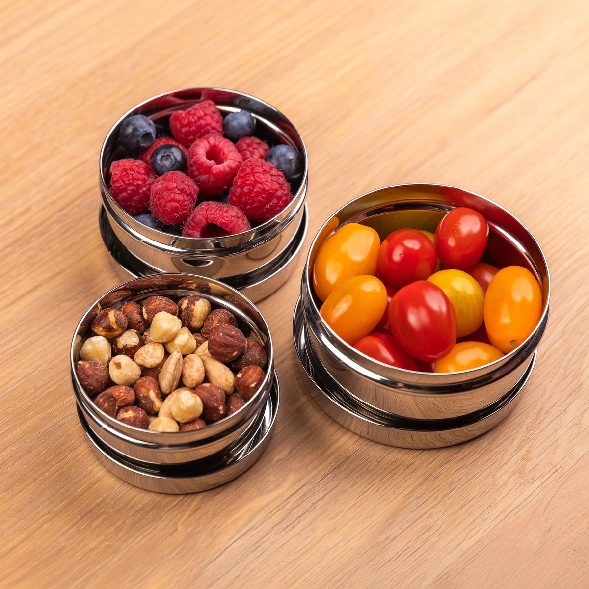 RVS Fruitbakjes - Snackboxen - RVS Snackdoosjes- Set van 3 - Kinderen - BPA vrij - Talli - Fruitbakje school - Snackdoosje Kind - fruitbox