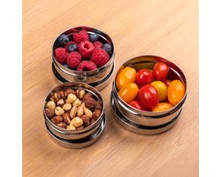 RVS Fruitbakjes - Snackboxen - RVS Snackdoosjes- Set van 3 - Kinderen - BPA vrij - Talli - Fruitbakje school - Snackdoosje Kind - fruitbox
