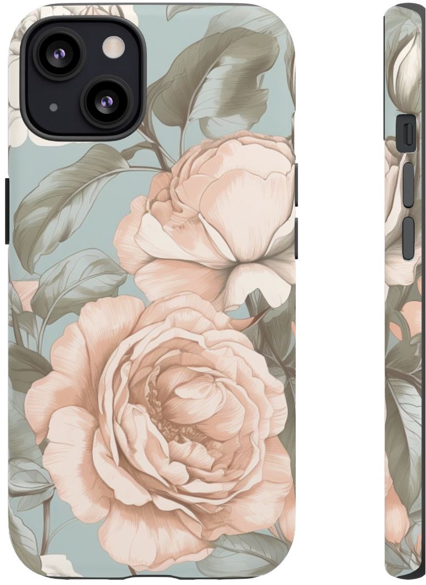Pastelrozen en Bloemmotief – Telefoonhoesje Geschikt voor iPhone 13