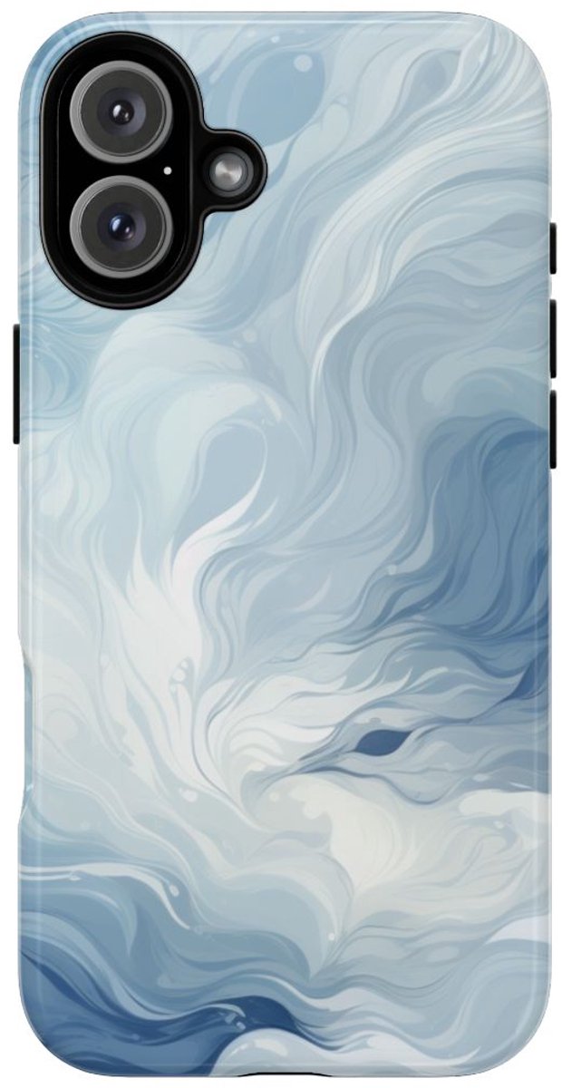 Wervelend IJzig Blauw Abstract Ontwerp – Telefoonhoesje Geschikt voor iPhone 16 Plus