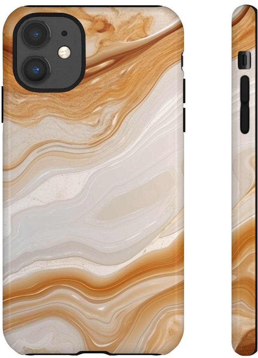 Geglazuurde Gemberkleurige Onyx Tegelstructuur – Telefoonhoesje Geschikt voor iPhone 11