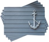 Set de 4 sets de table à manger en bois New motif ancre nautique, tissu lavable et antidérapant