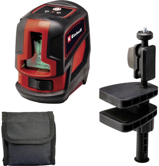Einhell Kruislijnlaser TC-LL 2 G - Werkbereik 16 m - Horizontaal & verticaal - Nivelleringsbereik 4 ° - Groene laser - Incl. in hoogte verstelbare wandhouder - Incl. praktische opbergtas