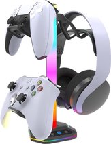 Controller Stand 3 Tier, Headphone Stand, Headset Holder for Desk, Game Console Controller Holder Stand Organizer for XBOX, Controller Organizer, Gaming Accessories(White