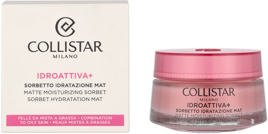 Collistar IDROATTIVA+ Matte Moisturizing Sorbet pot naast de verpakking.