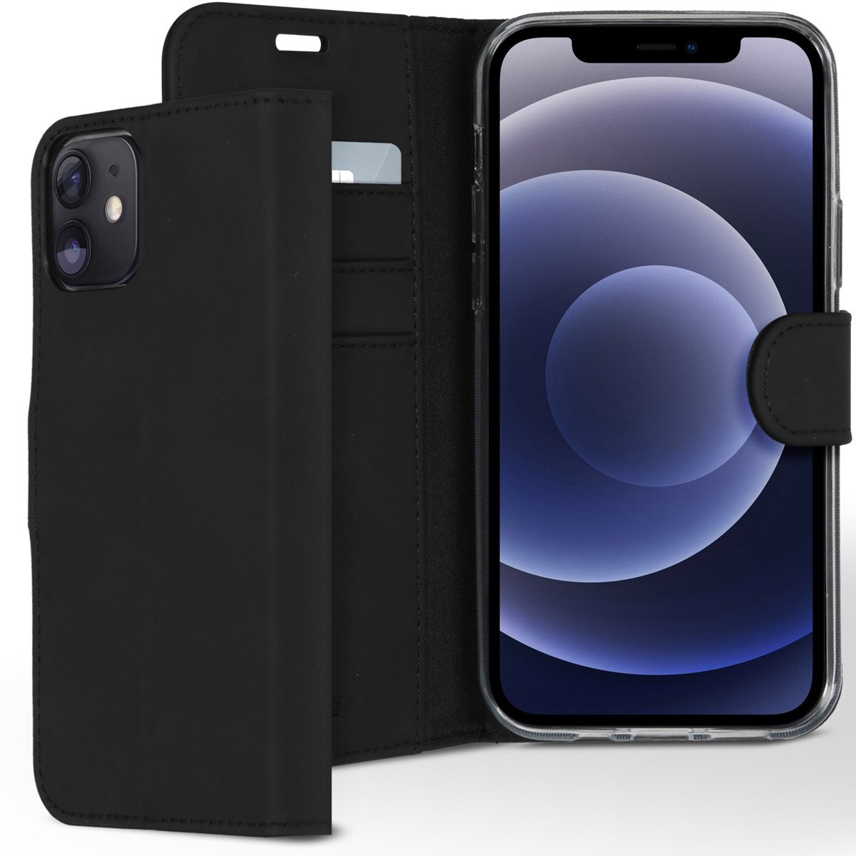 iPhone 12 hoesje bookcase - iPhone 12 Pro hoesje bookcase - iPhone 12 wallet case - hoesje iPhone 12 bookcase - hoesje iPhone 12 Pro bookcase - iPhone 12 Pro wallet case - Kunstleer - Zwart - Accezz Wallet Softcase Bookcase