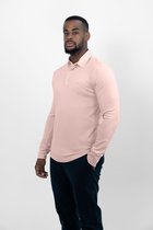 Vercate - Heren Polo Lange Mouw - Strijkvrij Poloshirt - Roze - Slim Fit - Excellent Katoen - Maat M