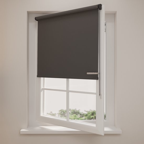 Store Enrouleur Occultant Mini - Grijs Foncé - 60 x 150 cm - Full Color - Installation sans perçage