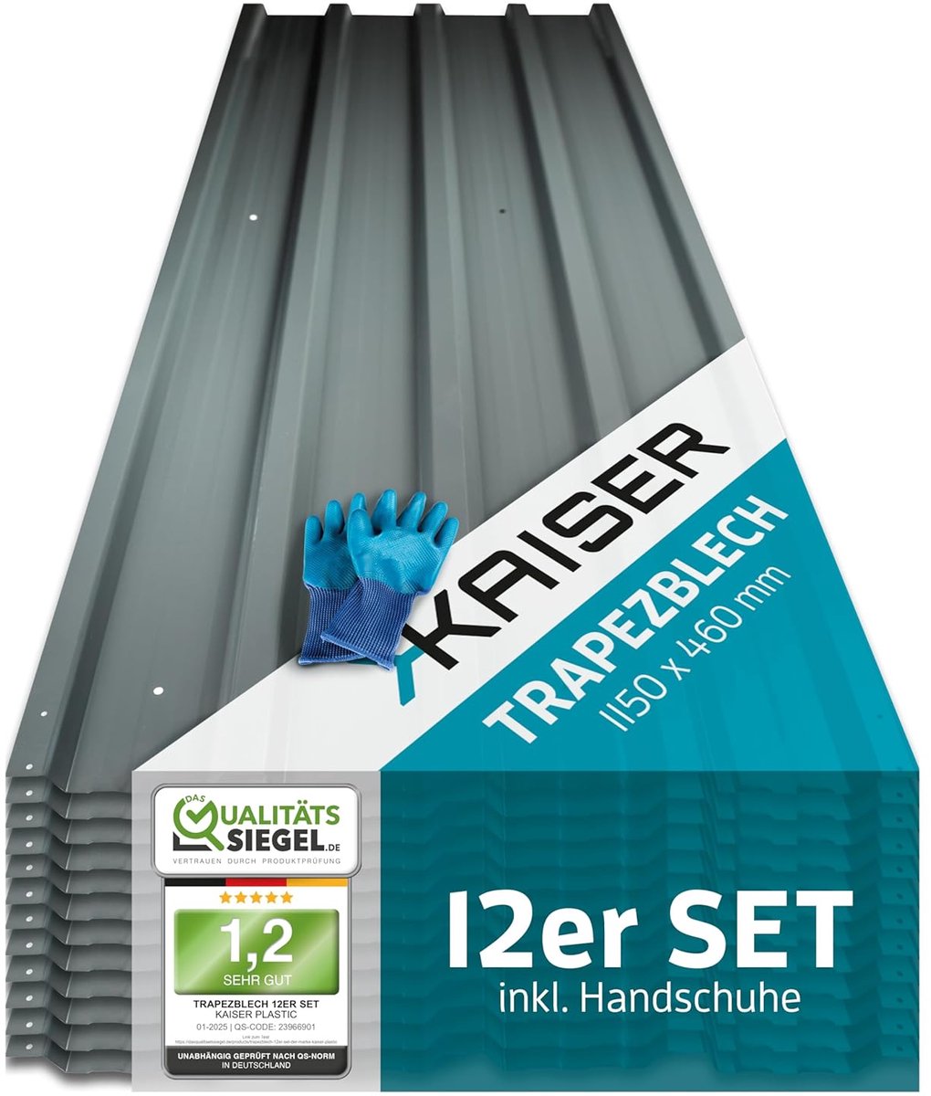 Trapeziumplaten Set van 12 - 115 x 46 cm - Antraciet - Weerbestendige Dak- en Wandbekleding