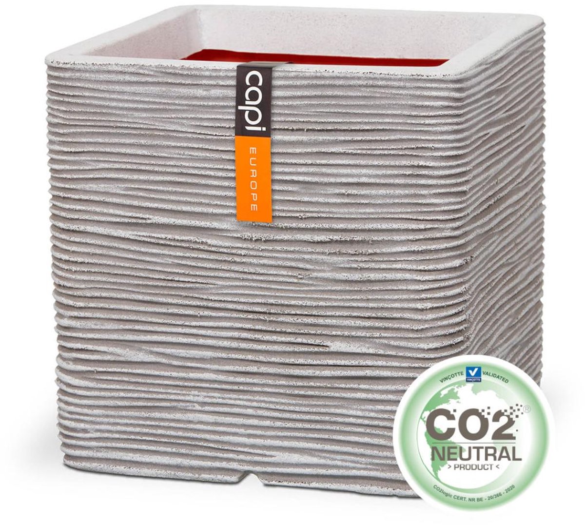 Capi Europe Pot de fleurs carré Rib NL - 40x40 - Ivoire