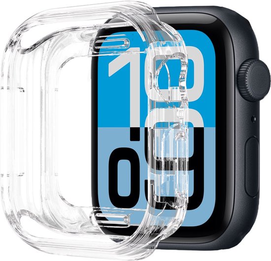 Transparante beschermhoes van siliconen, voor een Apple Watch SE 3 (44 mm).