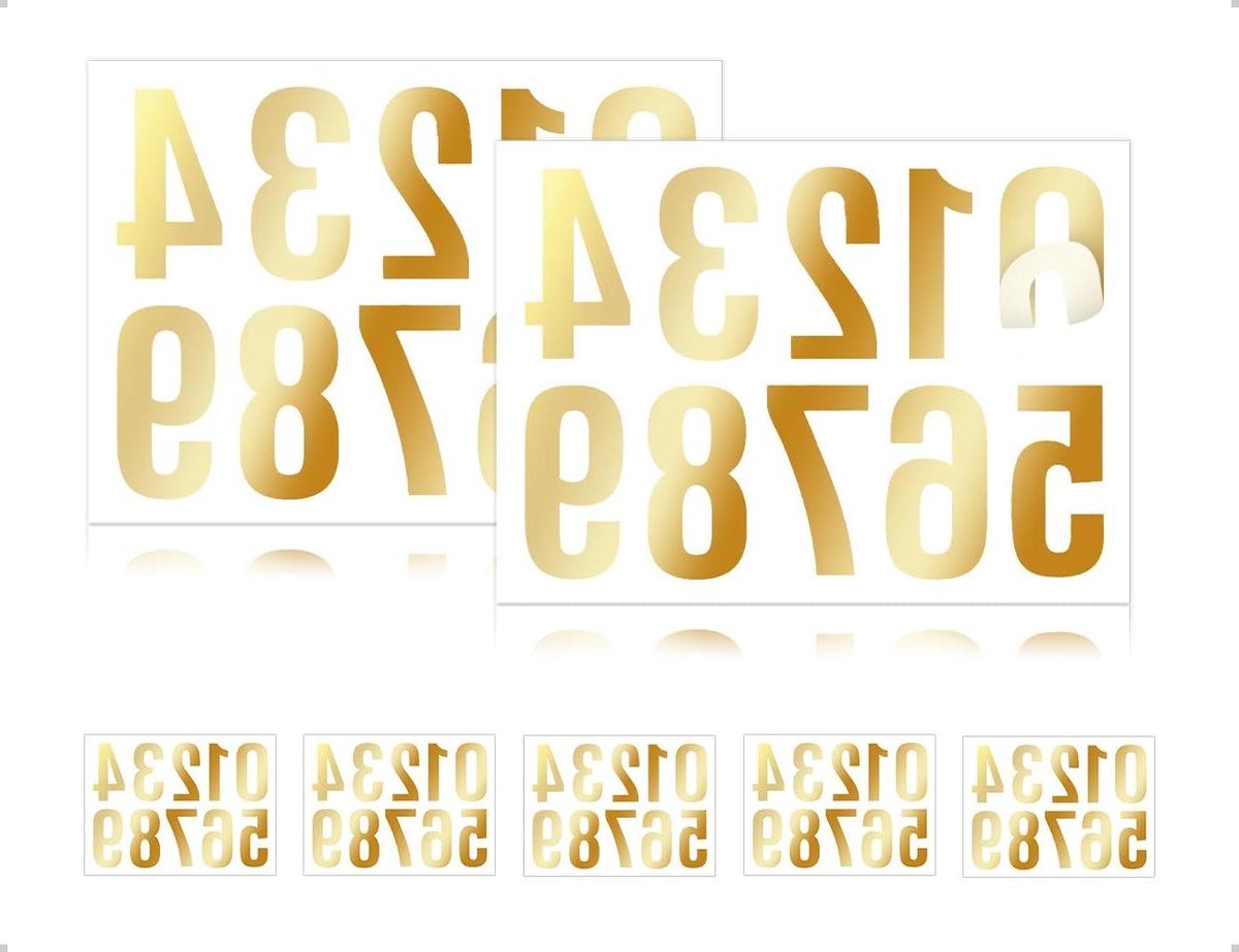 Cijferstickers van Reflecterend Vinyl - Waterdicht - Goud - 4 cm - Voor Brievenbus, Huisnummer en Meer