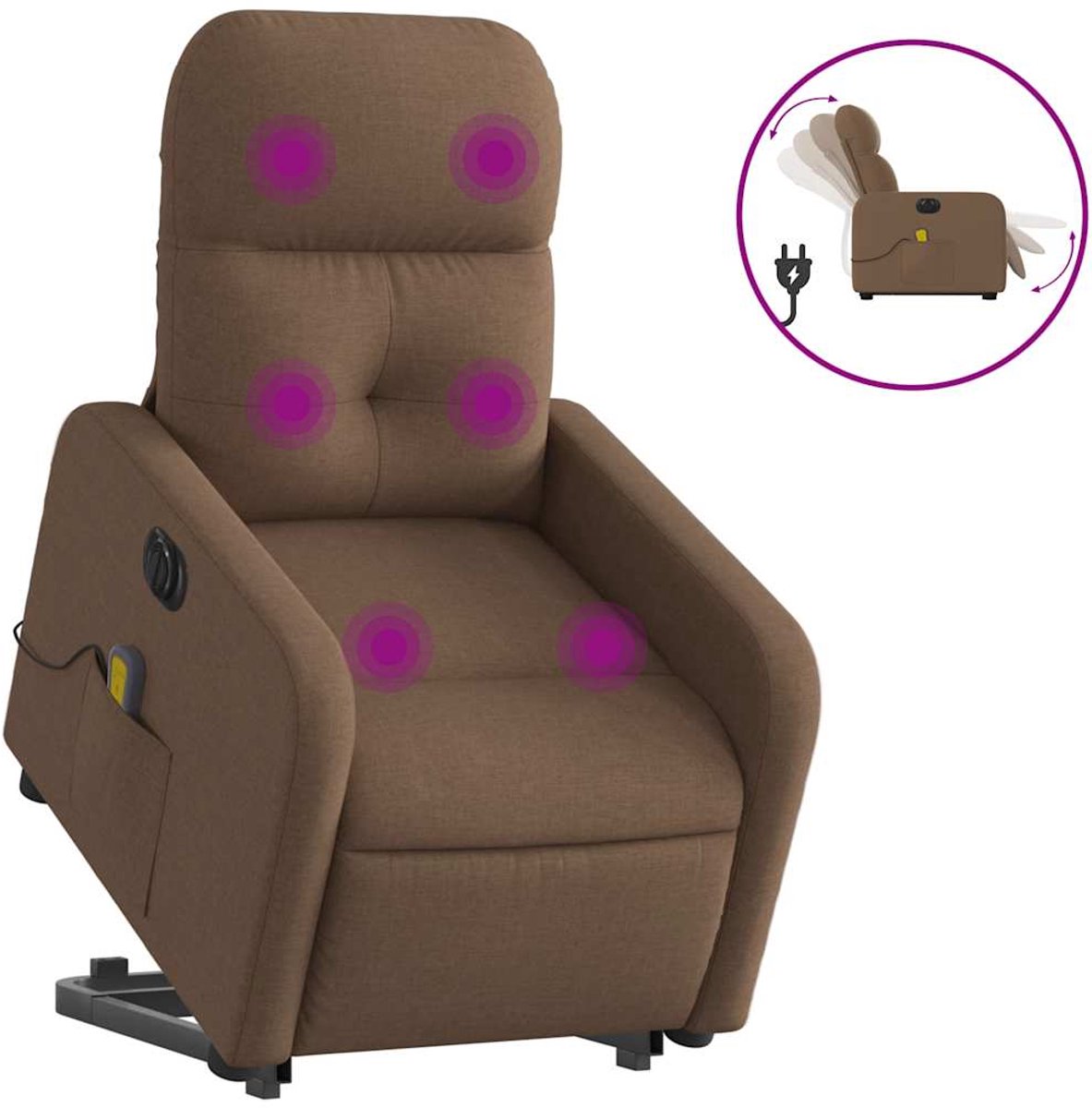 vidaXL Sta-op-massagestoel - elektrisch - verstelbaar - stof - bruin