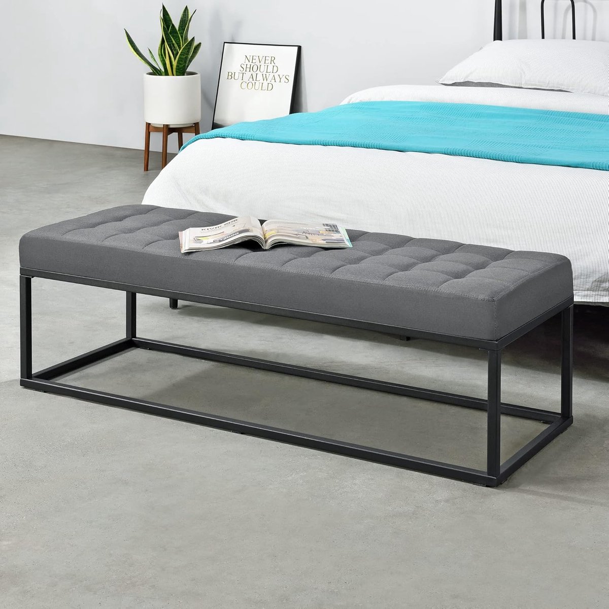 Halbank bankje stof 120 cm - Grijs