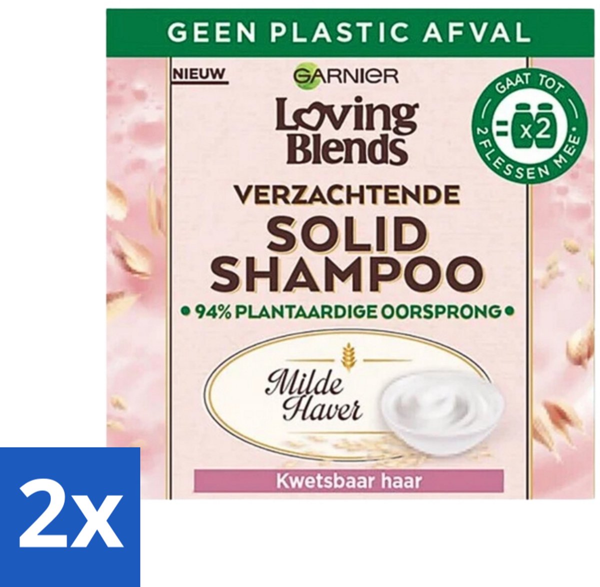 2 x Garnier - Loving Blends Milde Haver - Solid Shampoo Bar - Kwetsbaar Haar - 60 g - Solid Shampoo - Shampoo Bar - Haarverzorging - Kwetsbaar Haar - Gevoelig Haar