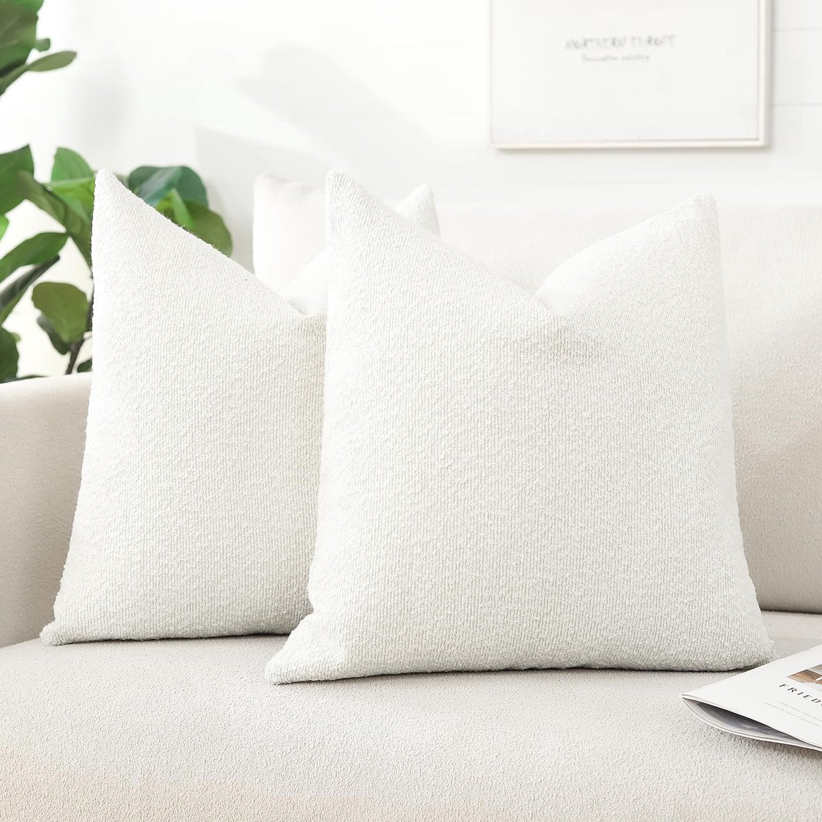 Ibenzoa® Set van twee stijlvolle witte kussenhoezen voor huis en interieurdecoratie