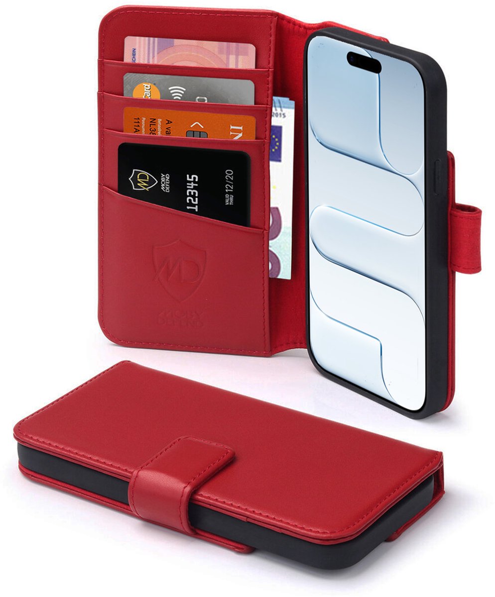 MobyDefend Hoesje - Geschikt voor iPhone Air - Luxe Leren Wallet Bookcase - Rood