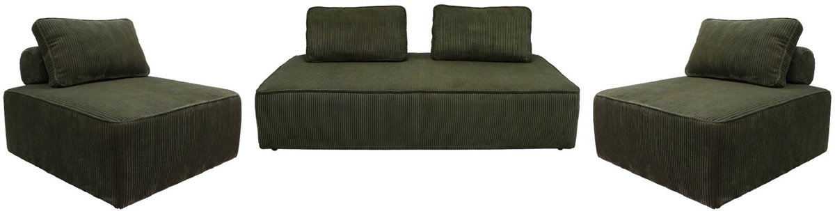 sweeek Set fauteuils voor modulaire 4-zits bank corduroy - lao Donkergroen