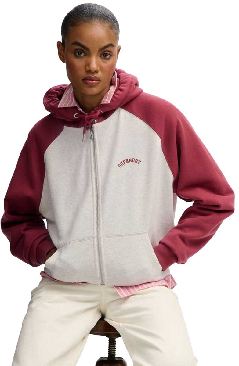 Superdry Essential Logo Raglan Zip Hoodie Dames Hoodies Bordeaux
