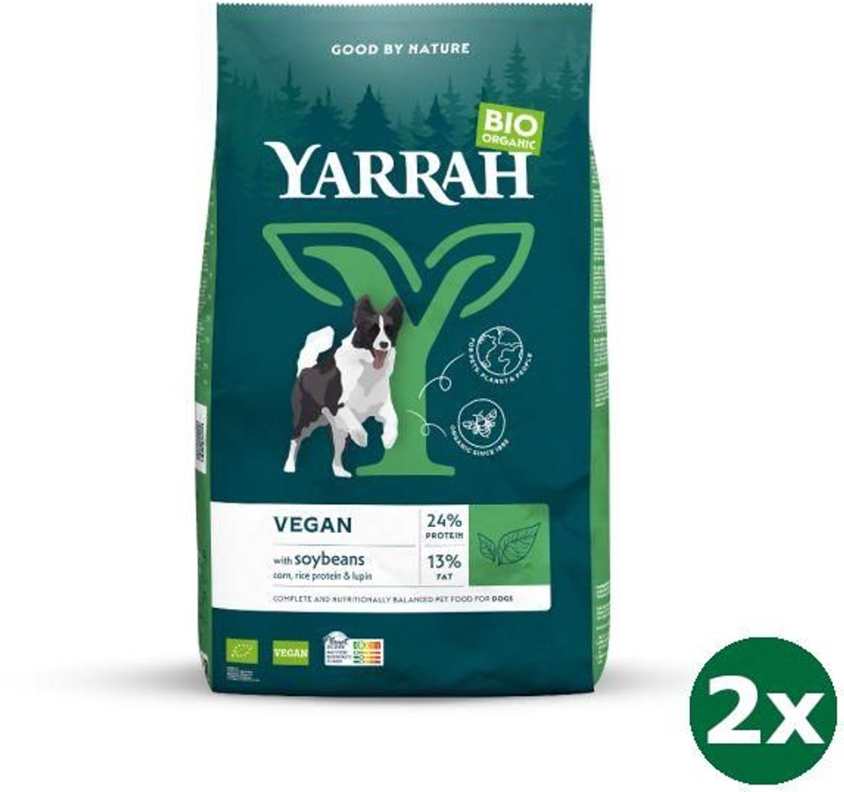 Yarrah 2x10 kg Yarrah dog biologische brokken vega baobab / kokosolie hondenvoer NL-BIO-01