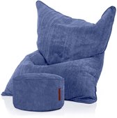 Green Bean® XXL zitzak 140x180 cm met voetenbankje – gigantische zitzak van zachte corduroy stof – inclusief voetenbankje 45x25 cm – gevuld met EPS-korrels – lounge zitzak voor volwassenen, gamen, relaxen, woonkamer