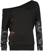 Full Volume zwart los shirt met lange mouwen en print - Dames - XL