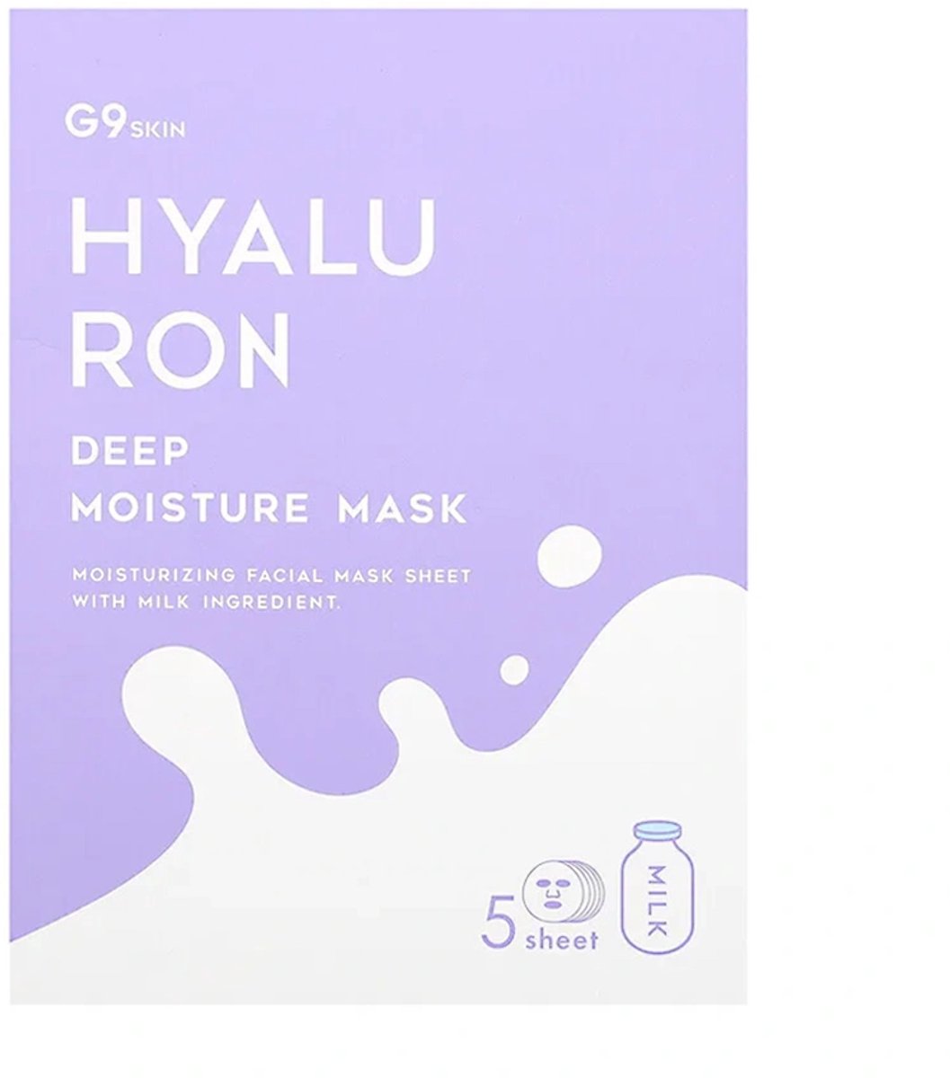 G9SKIN Hyaluron Deep Moisture Mask / Hydraterend bladmasker met melkeiwit 5 st.