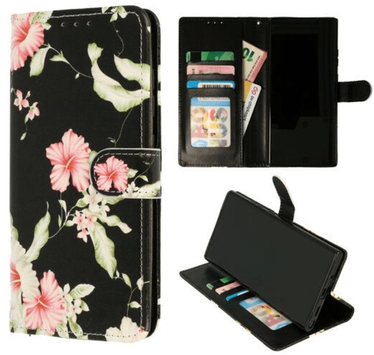 Casemania - Geschikt voor - Samsung Galaxy A56/36 TPU Bookcase - Bloemen Zwart