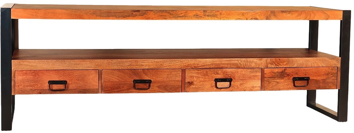 Lizzely Garden & Living Tv meubel bruin mangohout 180cm Linde tv kast duurzaam mango massief hout tv-meubel