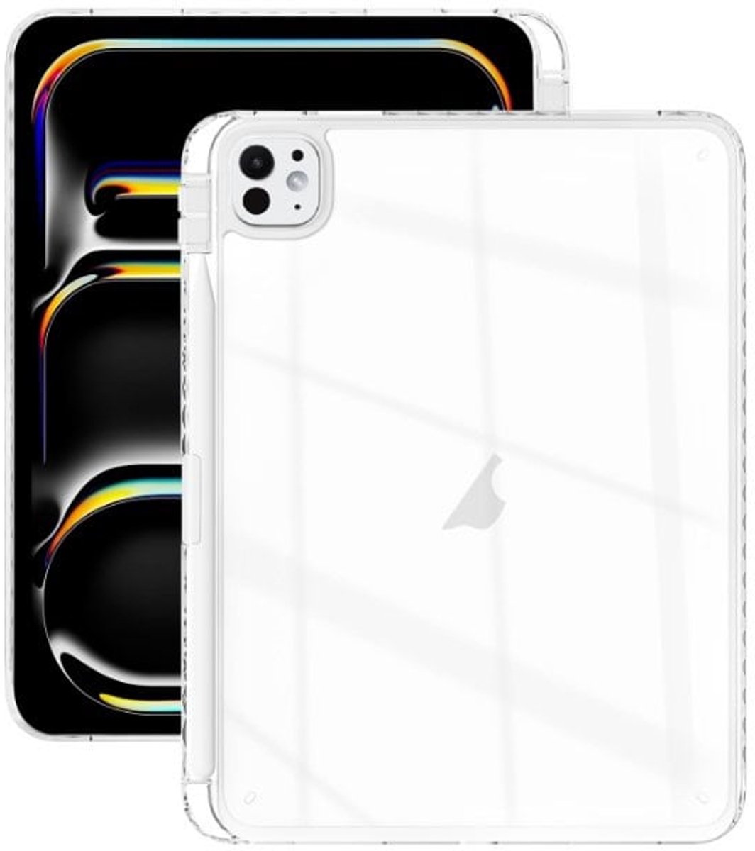 Fonu Hoes - Geschikt voor iPad Pro 11 inch (M5 2025 / M4 2024) - Siliconen Hoes met Pencil Houder - Transparent