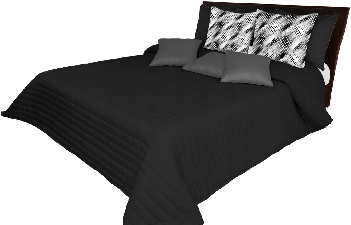 Elegante Gewatteerde Sprei 260x240 cm Zwart Polyester