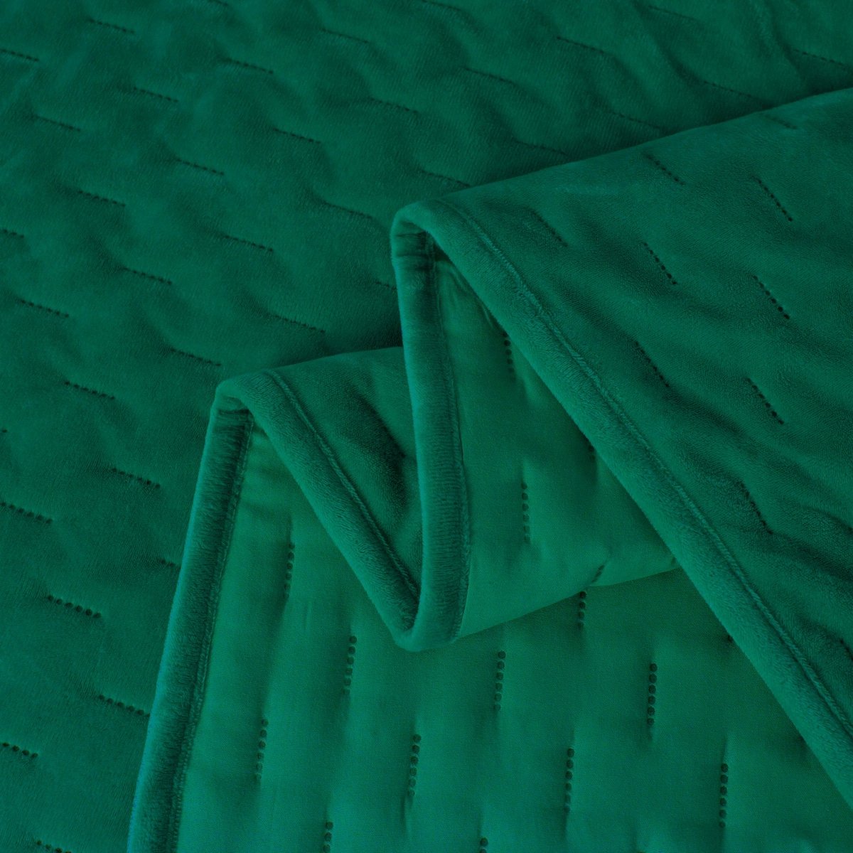 Pikowana velurowa narzuta Tommaso 170x210 cm - Zielona