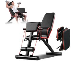 ShaSha Fitnessbank - Fitnessbank verstelbaar - Inklapbaar - Multifunctionele gewichtsbank - Thuisgym - 7 Verstelbare posities en 2 trainingsbanden - Zwart