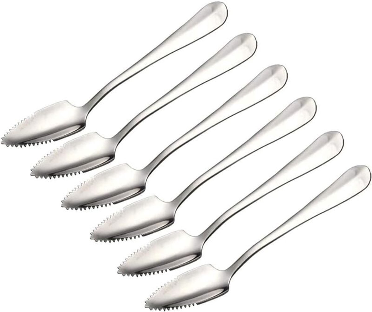 RVS grapefruit lepels - gekartelde grapefruit lepel - geschikt voor citrusvruchten, kiwi, salades en desserts, set van 6