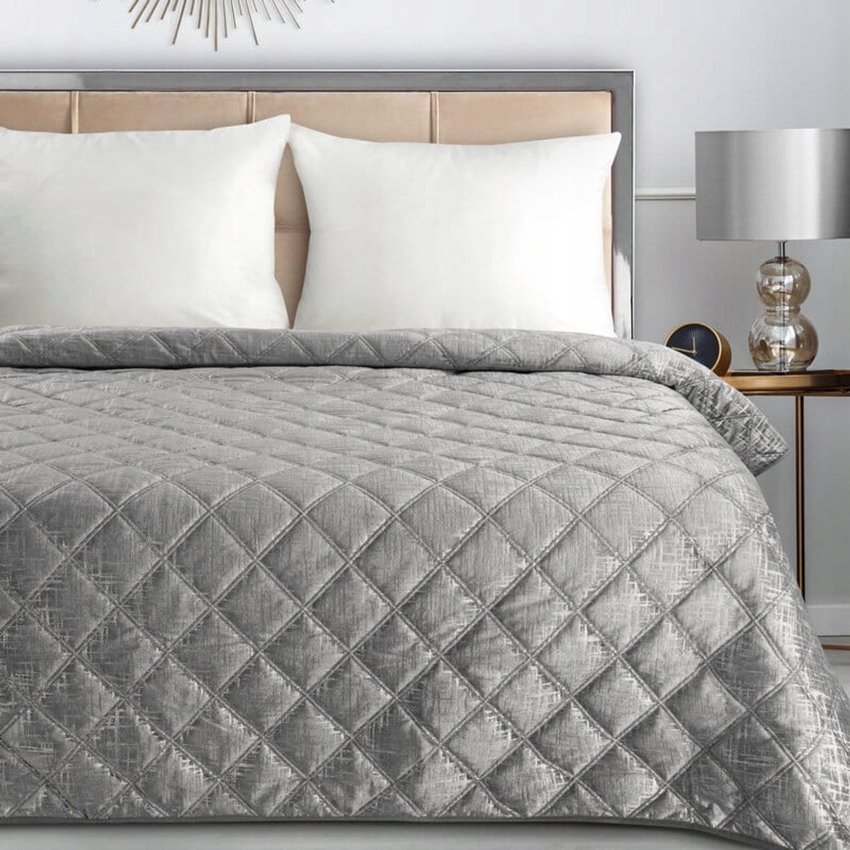 Luxe Gewatteerde Bedsprei BLINK 6 Zilver 170x210 cm