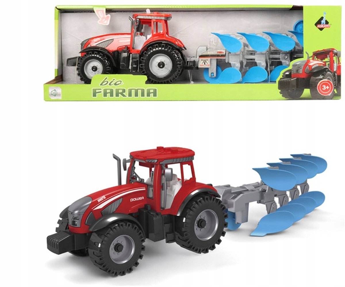 Askato Traktor 126197 Rood met Ploeg - Geluid & Licht