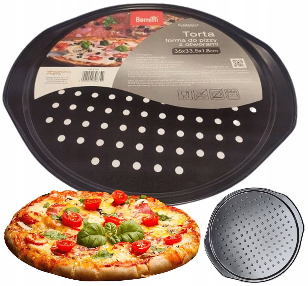Berretti Torta Pizzavorm - 36x33,5 cm - Anti-aanbaklaag