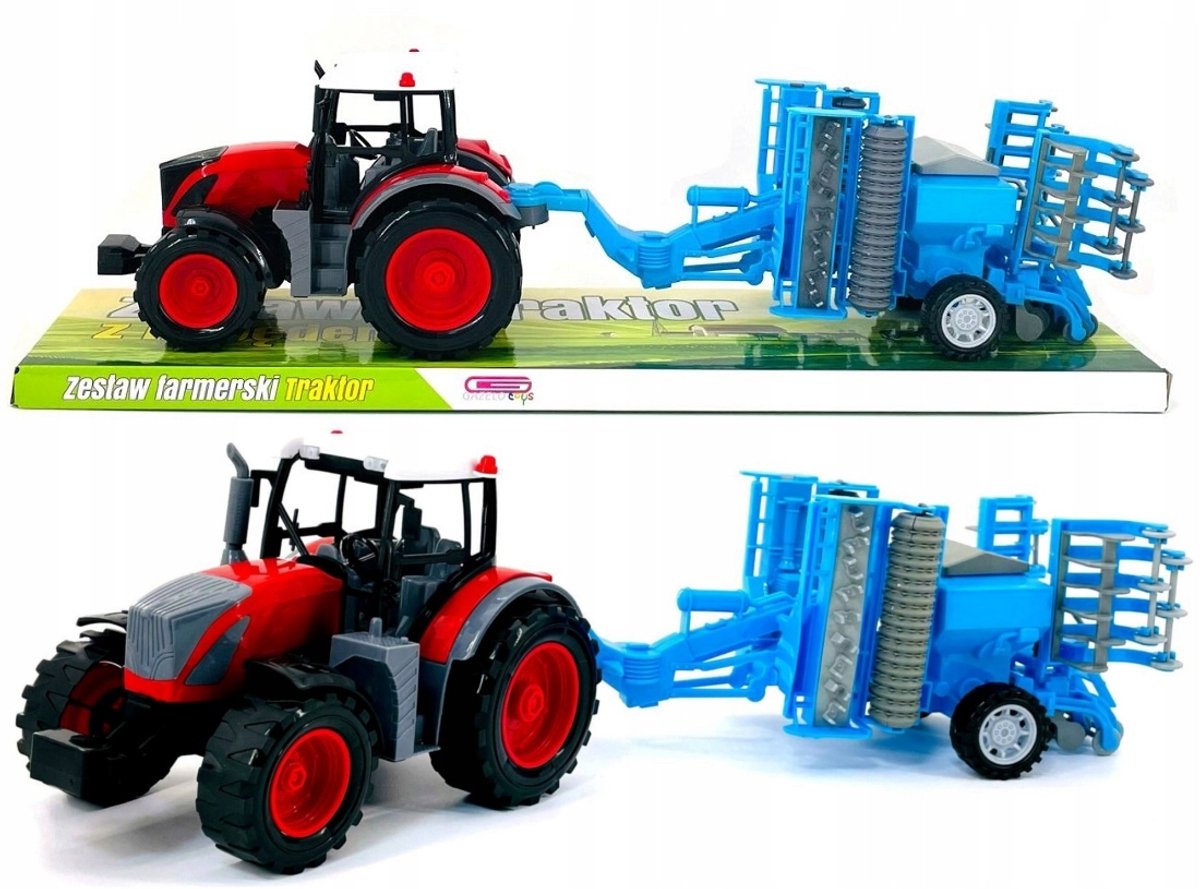 Grote Rode Tractor met Aanhanger - 50cm - 3 Jaar+