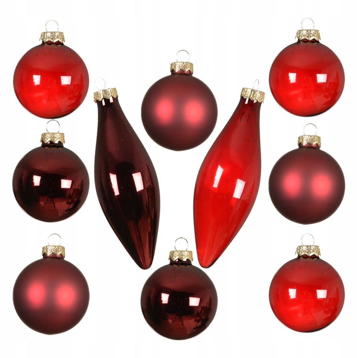 Bordeaux Glazen Kerstballen Spleten Mix 10 Stuks