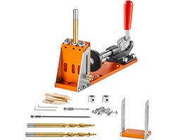 VEVOR Pocket Hole Jig Kit - Drie pocketgaten - met Sleutel en Vierkante Aandrijfbits - voor Houtbewerking en Aluminium