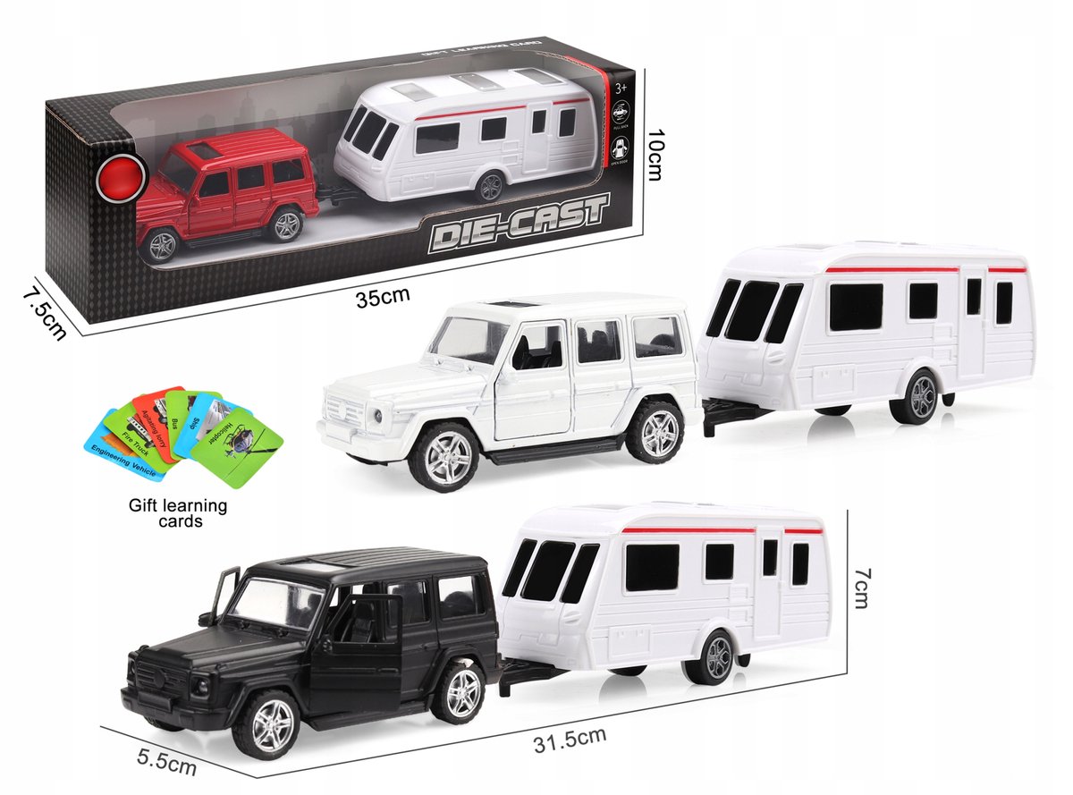 Terreinwagen met Caravan - 3 Kleuren - Deuren Open