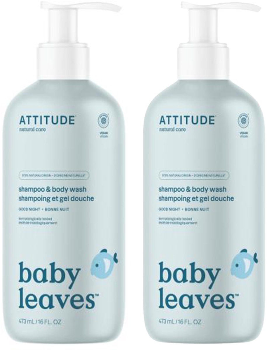 ATTITUDE 2in1 Shampoo en Body Wash Good night Bundel - Baby Leaves ECO - duurzaam