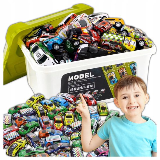 Vrachtwagen transporter truck - speelgoed mini auto's - 6-delig set koffer - Oplegger voor 12 auto's- 31cm
