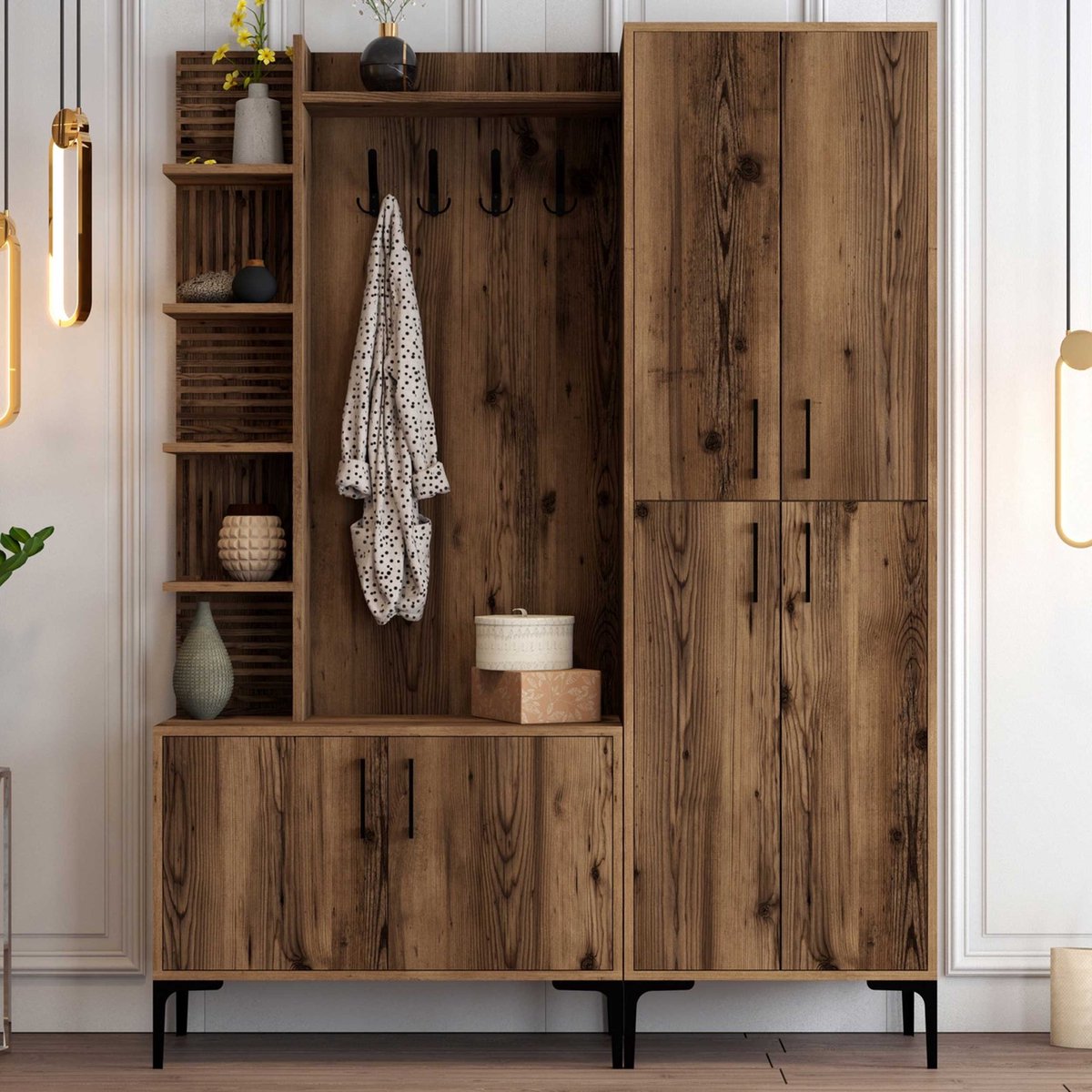 Garderobemeubel Viyana Large Melamine Walnoot