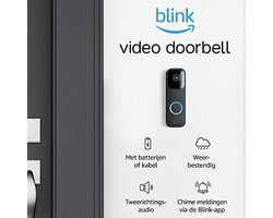 Videodeurbel met tweeweg audio, HD video, bewegingsmelding en chime-app, eenvoudig in te stellen, Alexa-compatibel, gratis proefabonnement