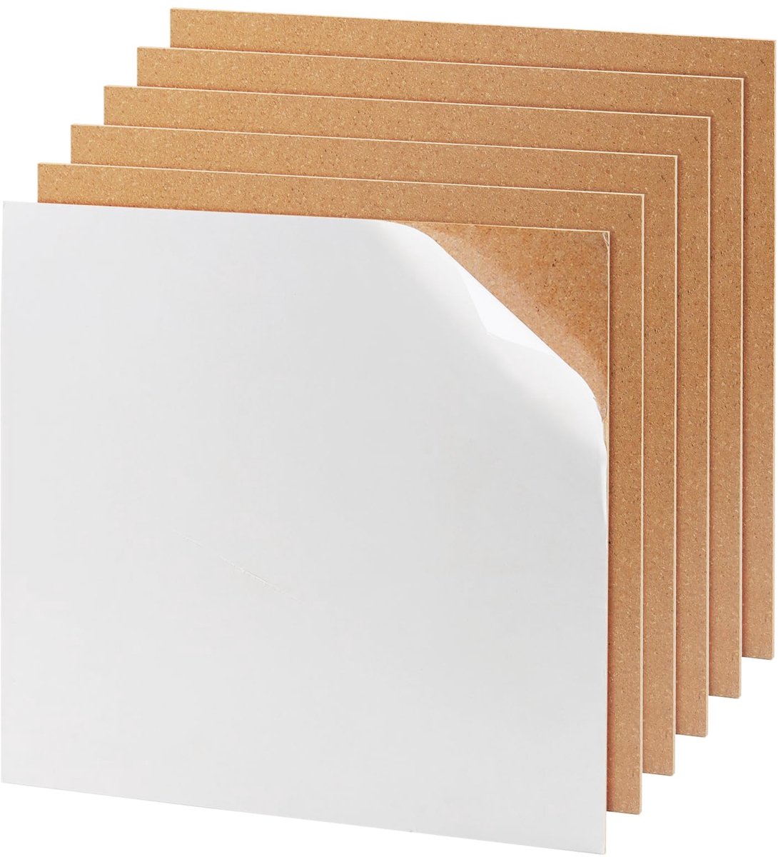 6pcs 30x30cm Square Cork Board, 6mm Self Adhesive Cork Tile Mats, Plate Adhesive Cork Pin Board for Wall, DIY