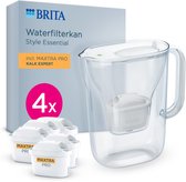 BRITA waterfilterkan Style Essential Wit (2,4L) incl. 4x MAXTRA PRO KALK EXPERT - past in de koelkast, met Smart LED Light & klapdeksel, wordt verzonden in een duurzame verpakking