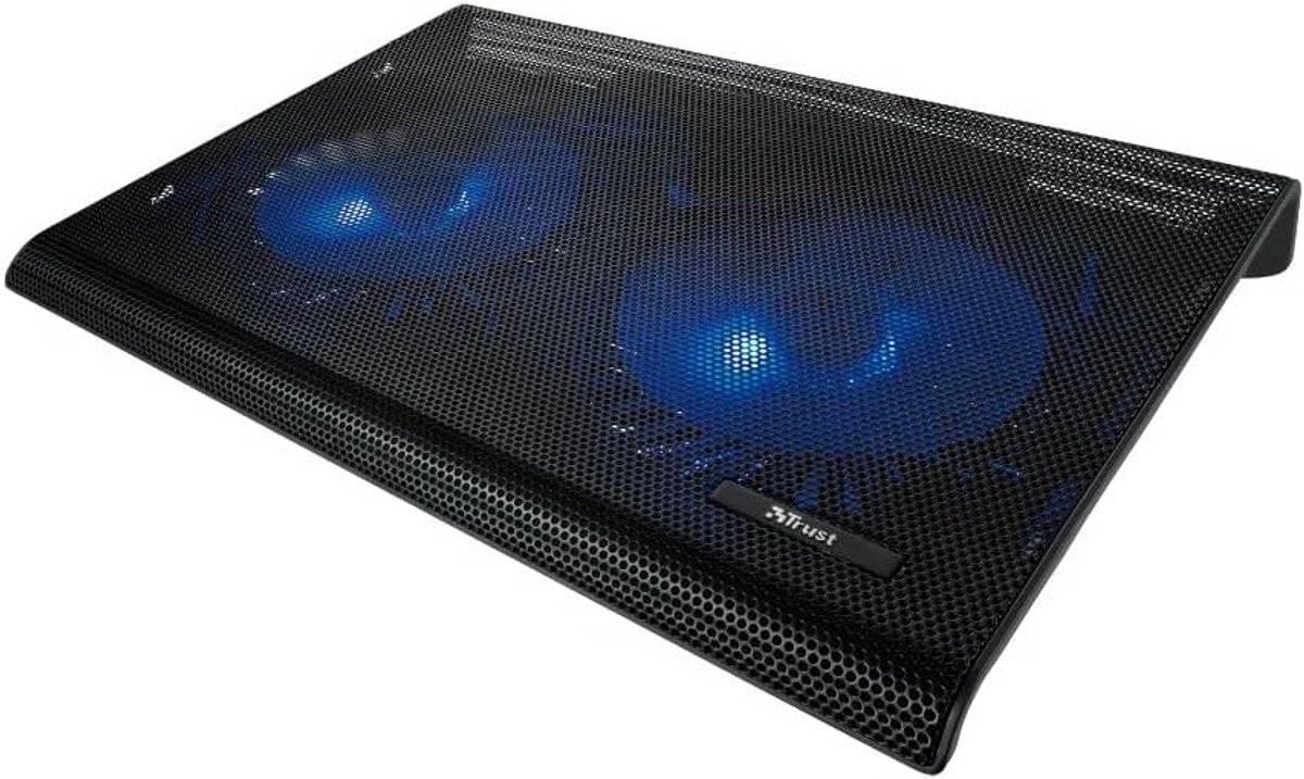Laptop Koelstandaard met Dubbele Ventilator en Blauw Verlicht, Tot 17,3"